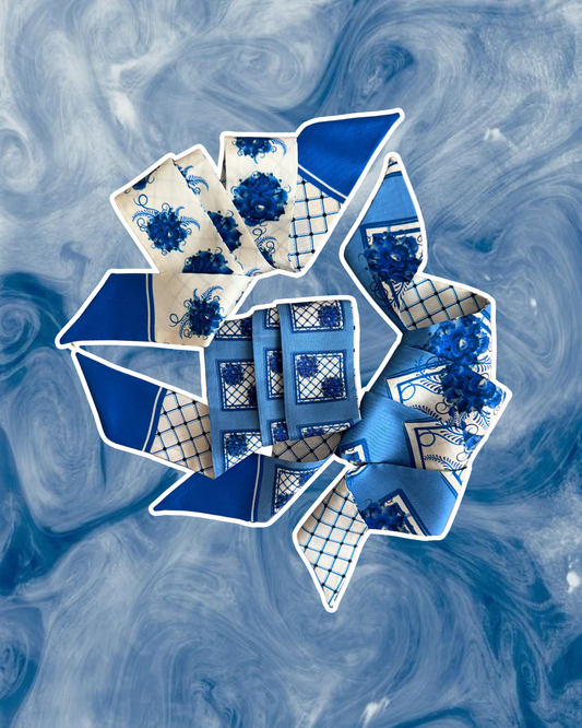 Silk Twill Set “Fragments of Blue”